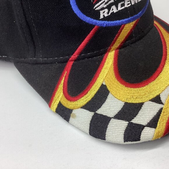 Fast Eddie Racewear Hat Men's One Size Black Flame Checkered Cap - Picture 5 of 5